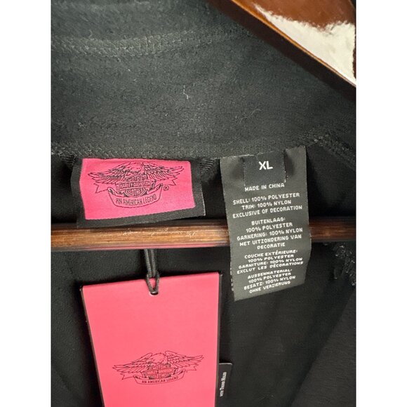 Women’s Harley Davidson XL Black Fleece Jacket with Breast Cancer Awareness Embl - Picture 7 of 7